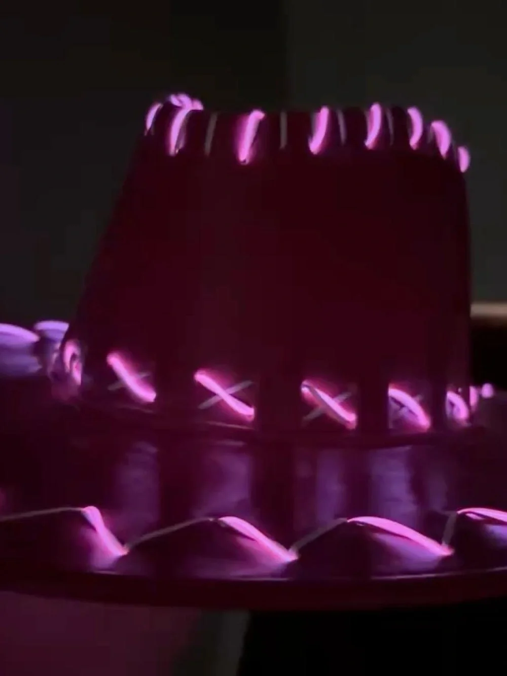 Pink cowboy hat western party hat with lights